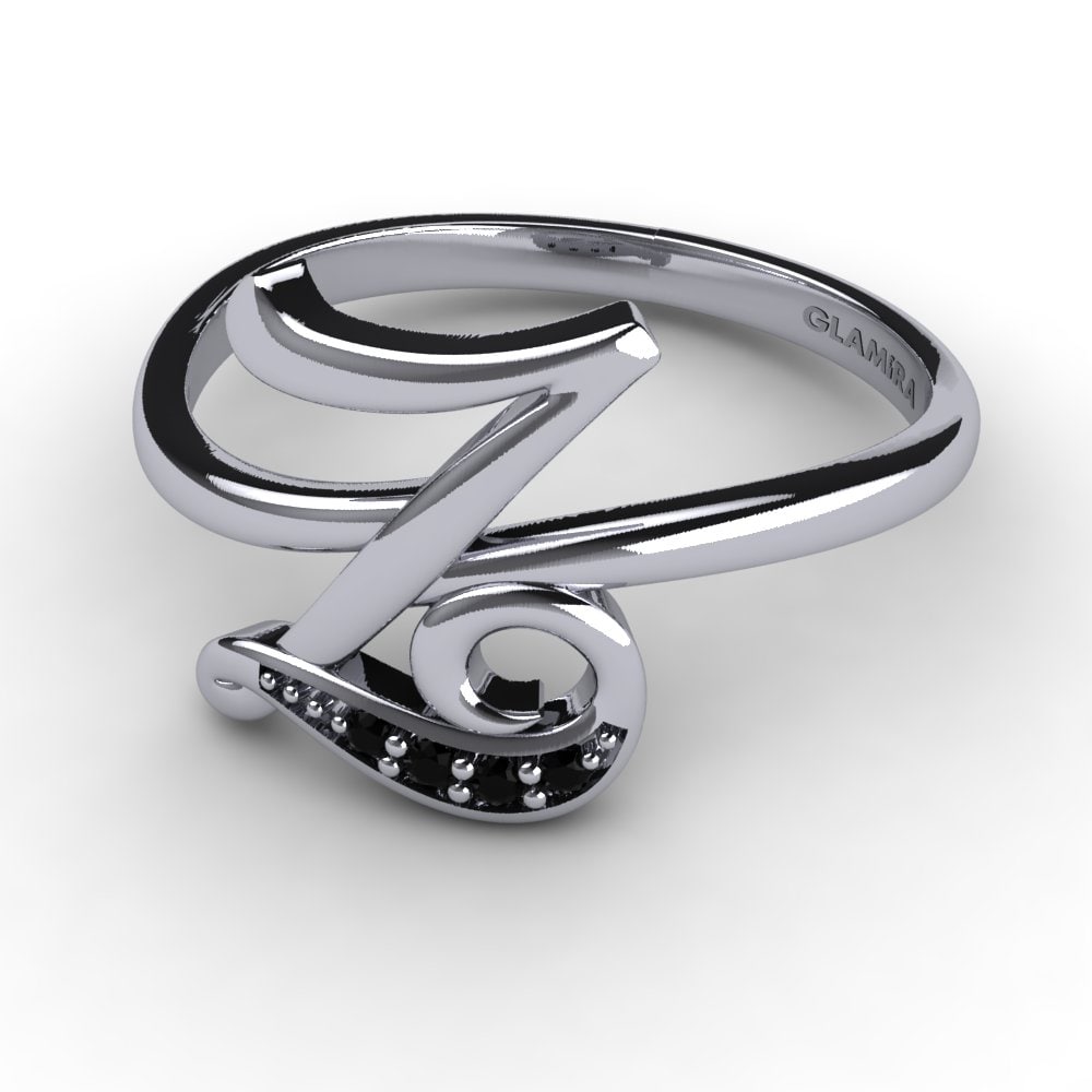 Rund Schwarzer Saphir Initials Ringe Z