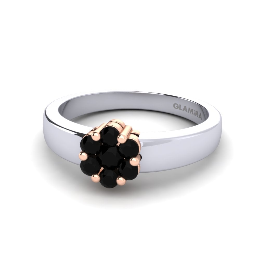 14ct White & Rose Gold Black Sapphire Ring Eldora