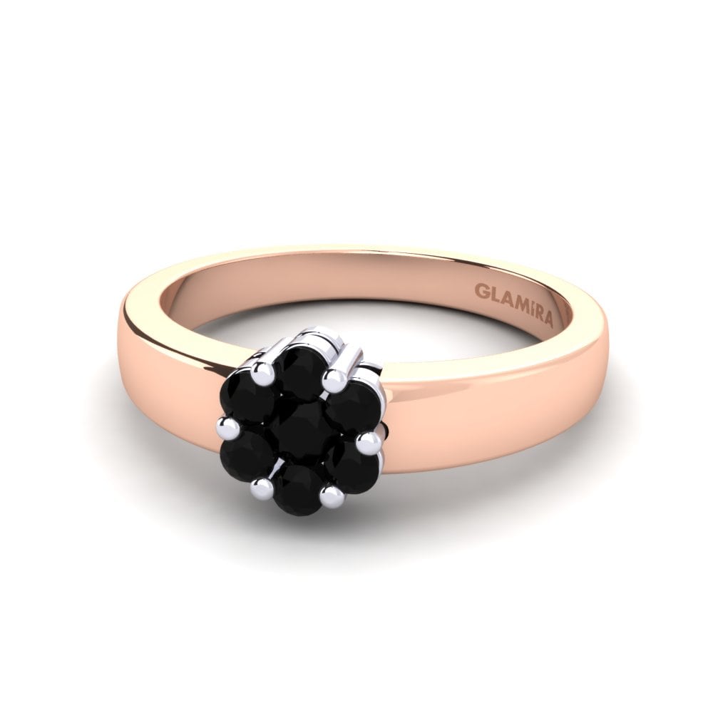 9ct Rose & White Gold Black Diamond Ring Eldora