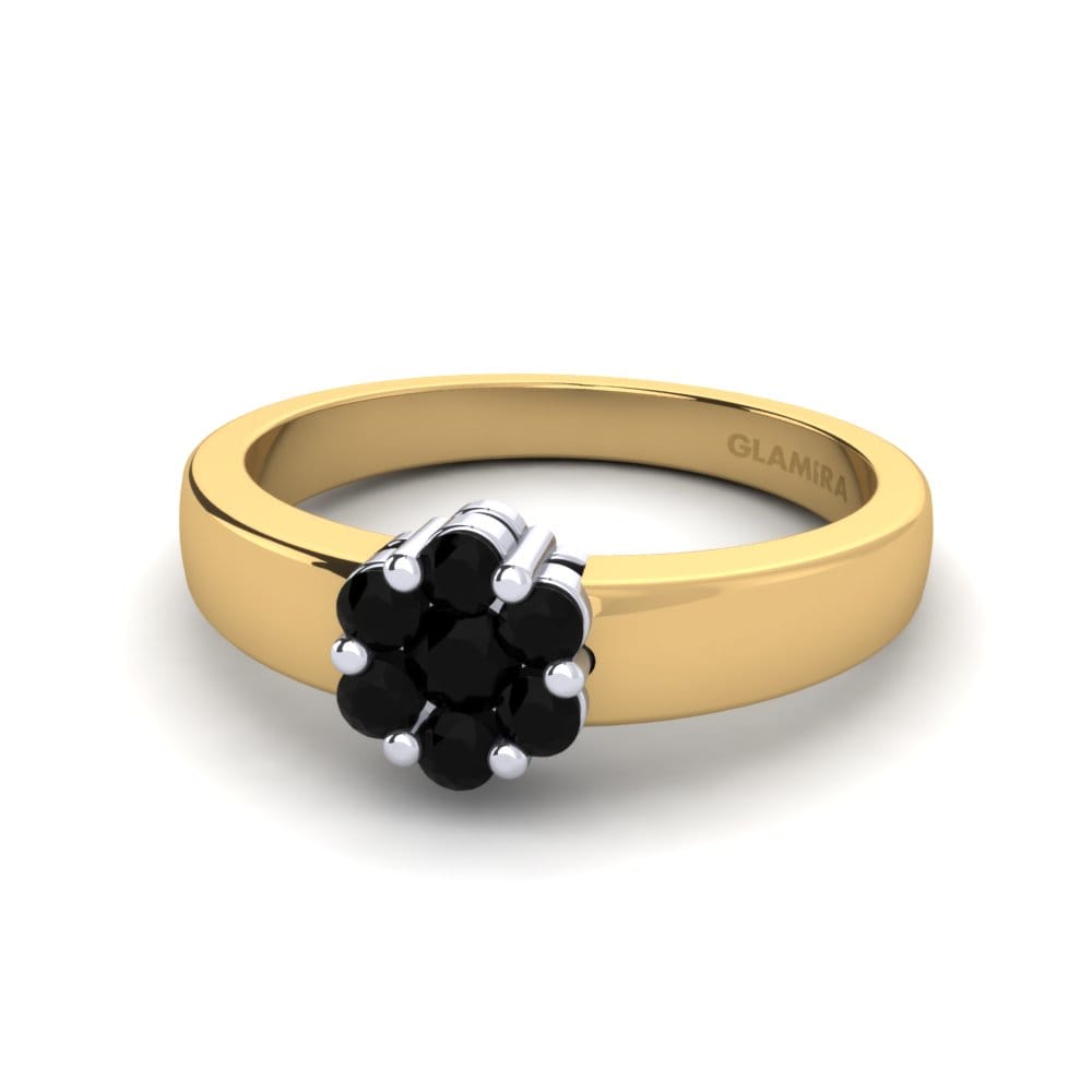 18ct Yellow & White Gold Black Diamond Ring Eldora