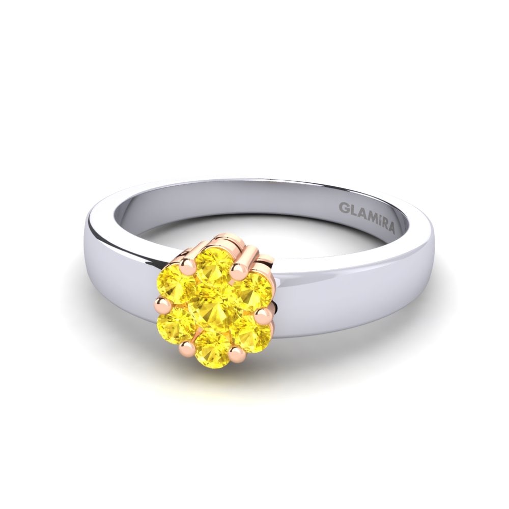 14ct White & Rose Gold Yellow Sapphire Ring Eldora