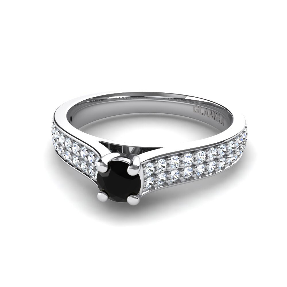 Ónix Negro Anillo de compromiso Arella 0.25 crt