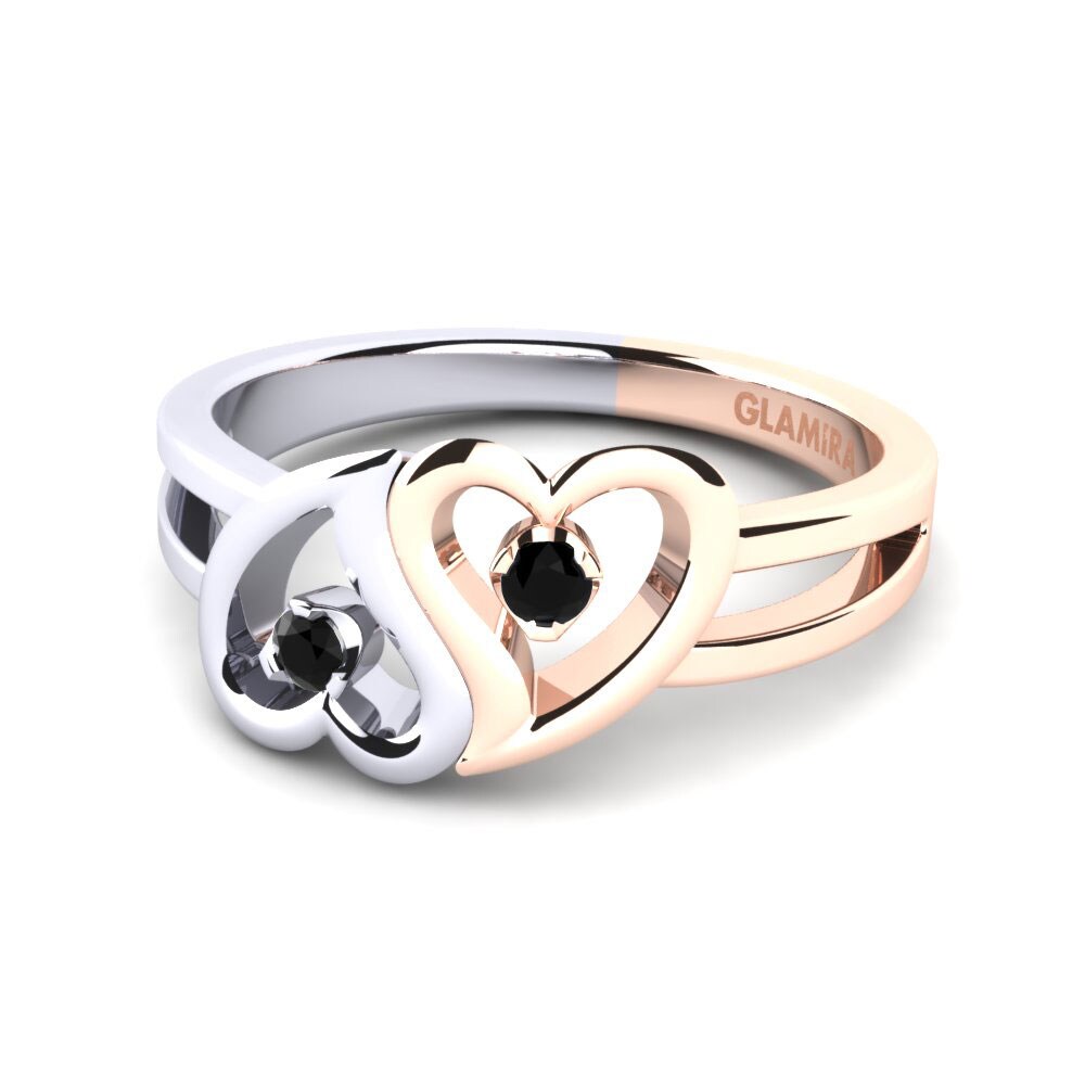 14ct White & Rose Gold Black Sapphire Ring Mindy