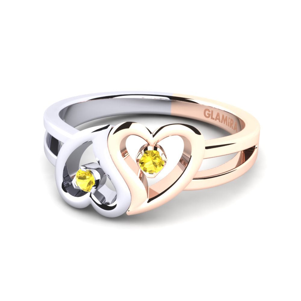 14ct White & Rose Gold Yellow Sapphire Ring Mindy