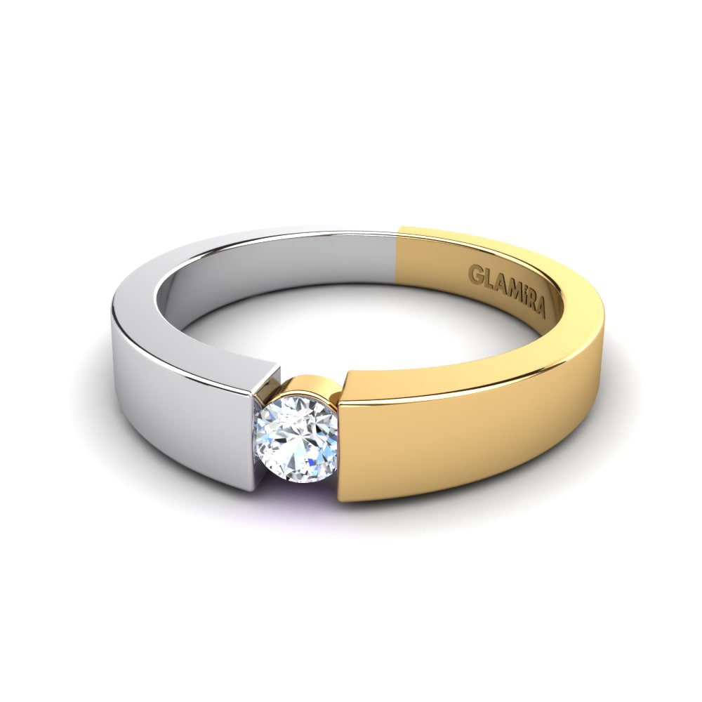 Tension 9k Yellow & White Gold Engagement Rings