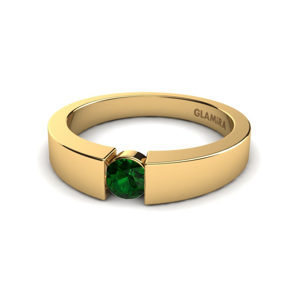 Bagues Or Jaune 18k Zircone Vert Tension