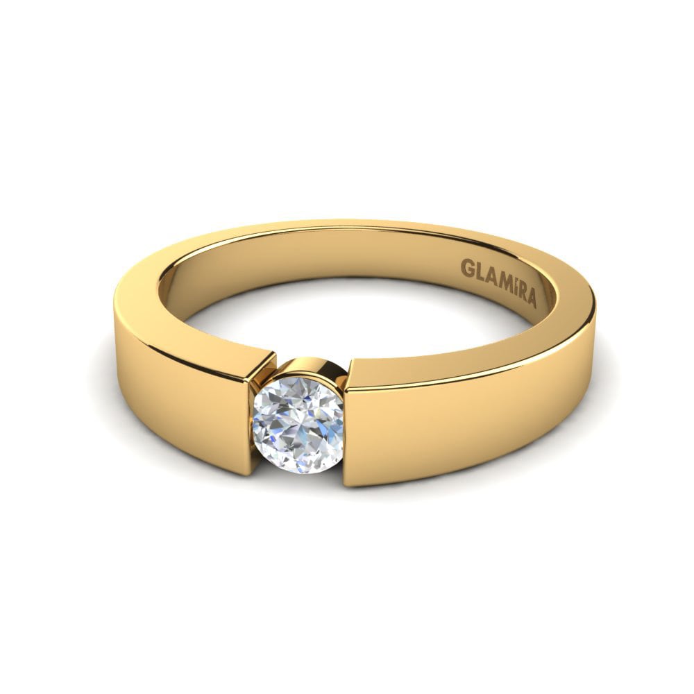 Bagues Or Jaune 18k Diamant De Synthèse Tension