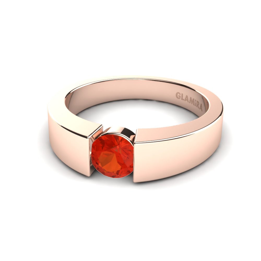 Tension Fire Opal 14ct Rose Gold Coloured Diamond Engagement Rings