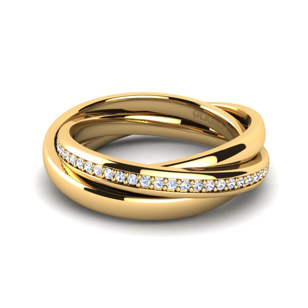 Bagues Or Jaune 18k Diamant De Synthèse Swing
