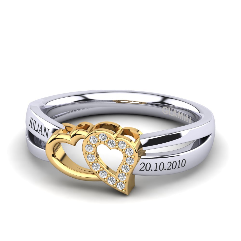 Initial & Name 9k White & Yellow Gold Engagement Rings