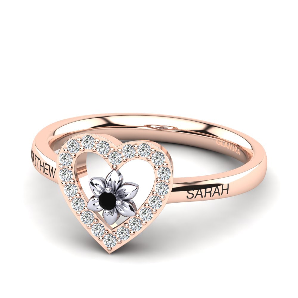 9ct Rose & White Gold Black Diamond Ring Cheslie