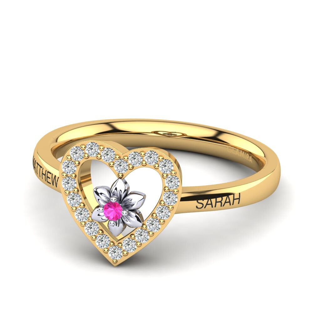 14ct Yellow & White Gold Pink Tourmaline Ring Cheslie
