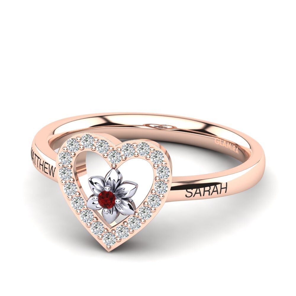 14K Rose & White Gold Red Zirconia Ring Cheslie