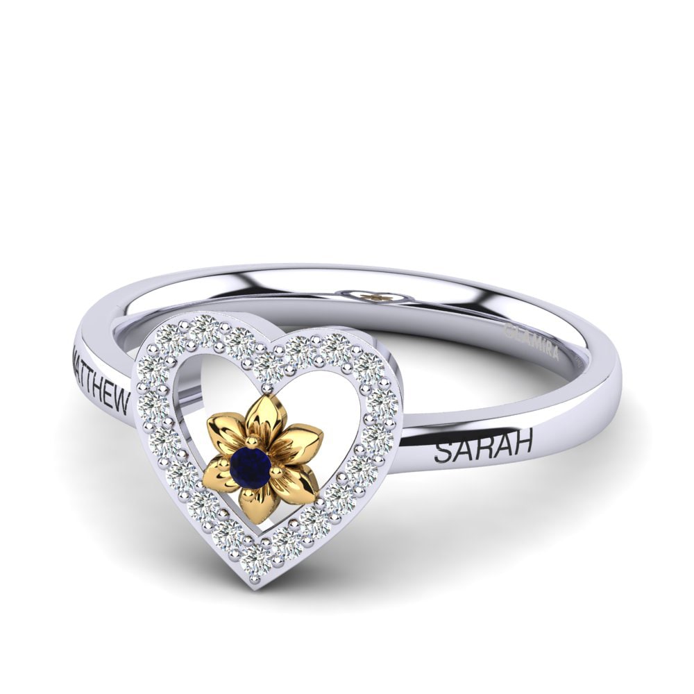 14ct White & Yellow Gold Dark Blue Zirconia Ring Cheslie