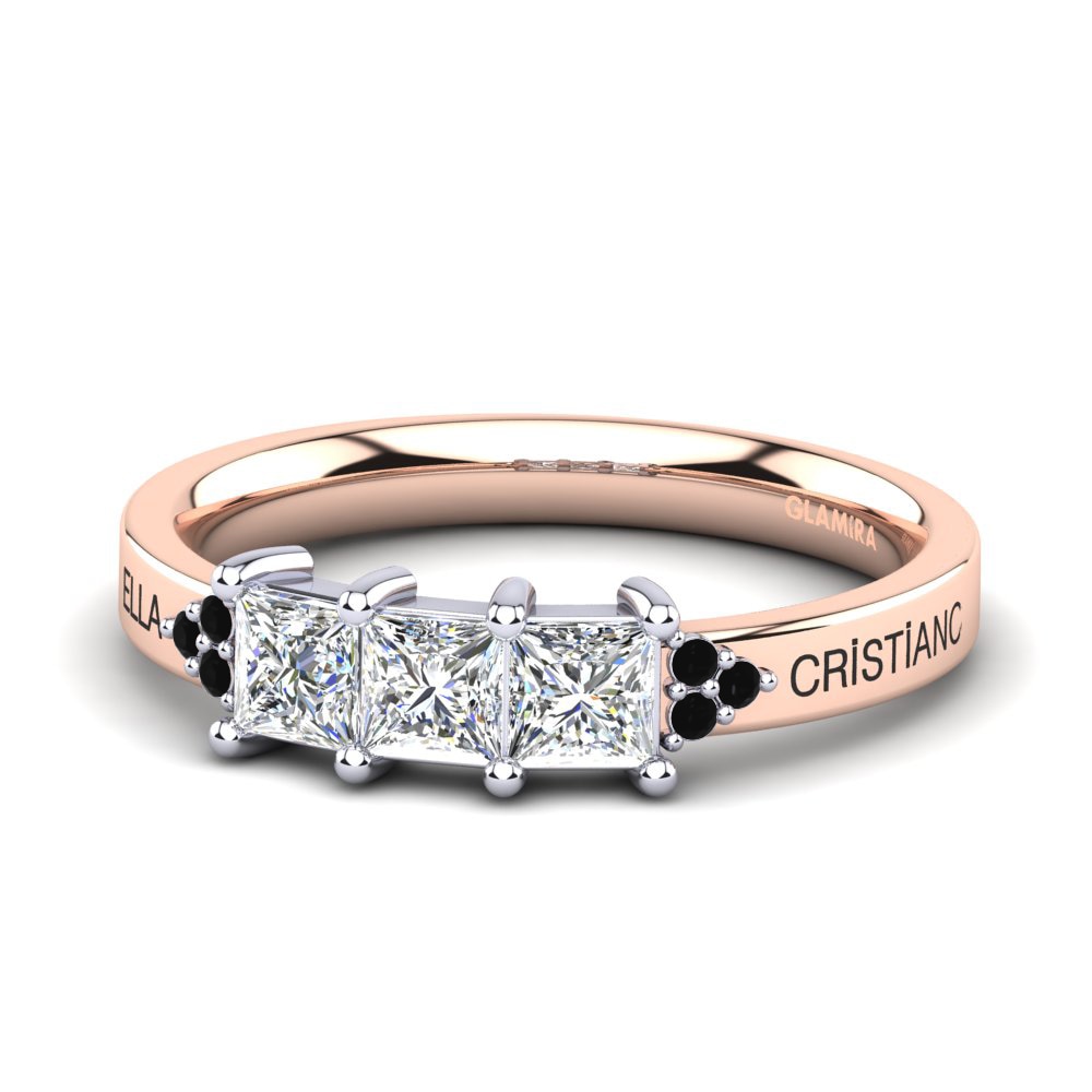 14ct Rose & White Gold Black Onyx Ring Cienian