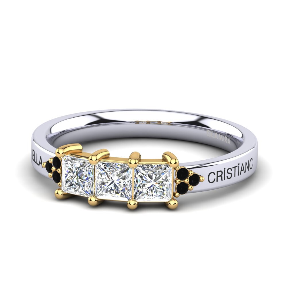 9ct White & Yellow Gold Black Onyx Ring Cienian