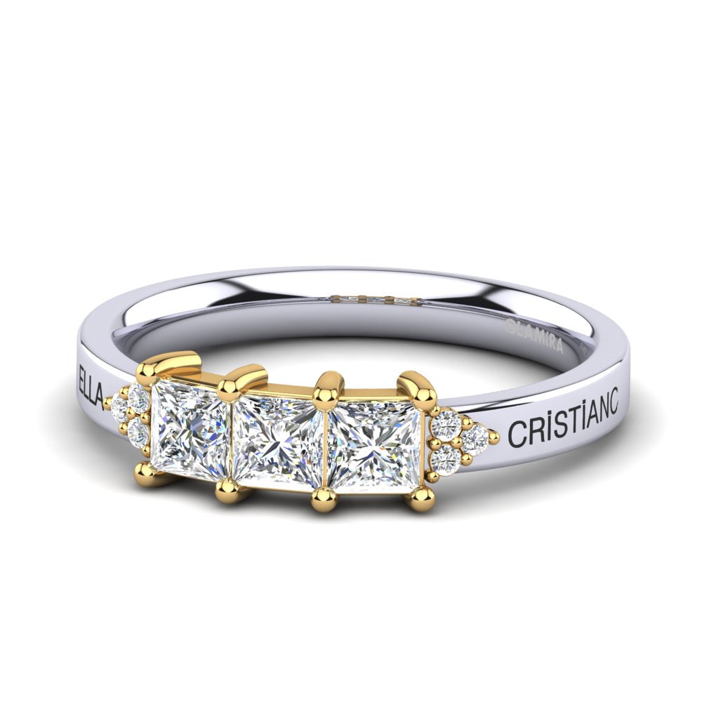 14ct White & Yellow Gold White sapphire Ring Cienian