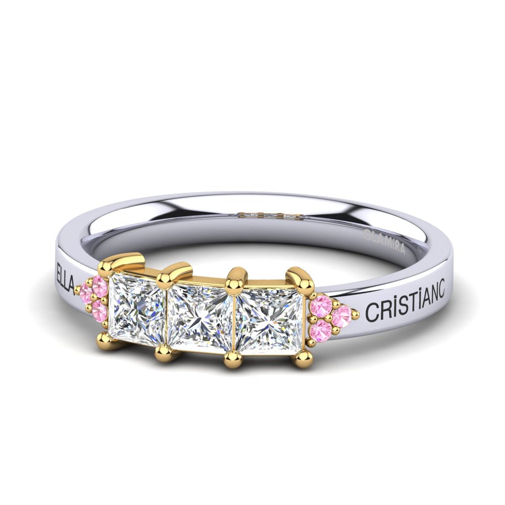 18ct White & Yellow Gold Pink Sapphire Ring Cienian