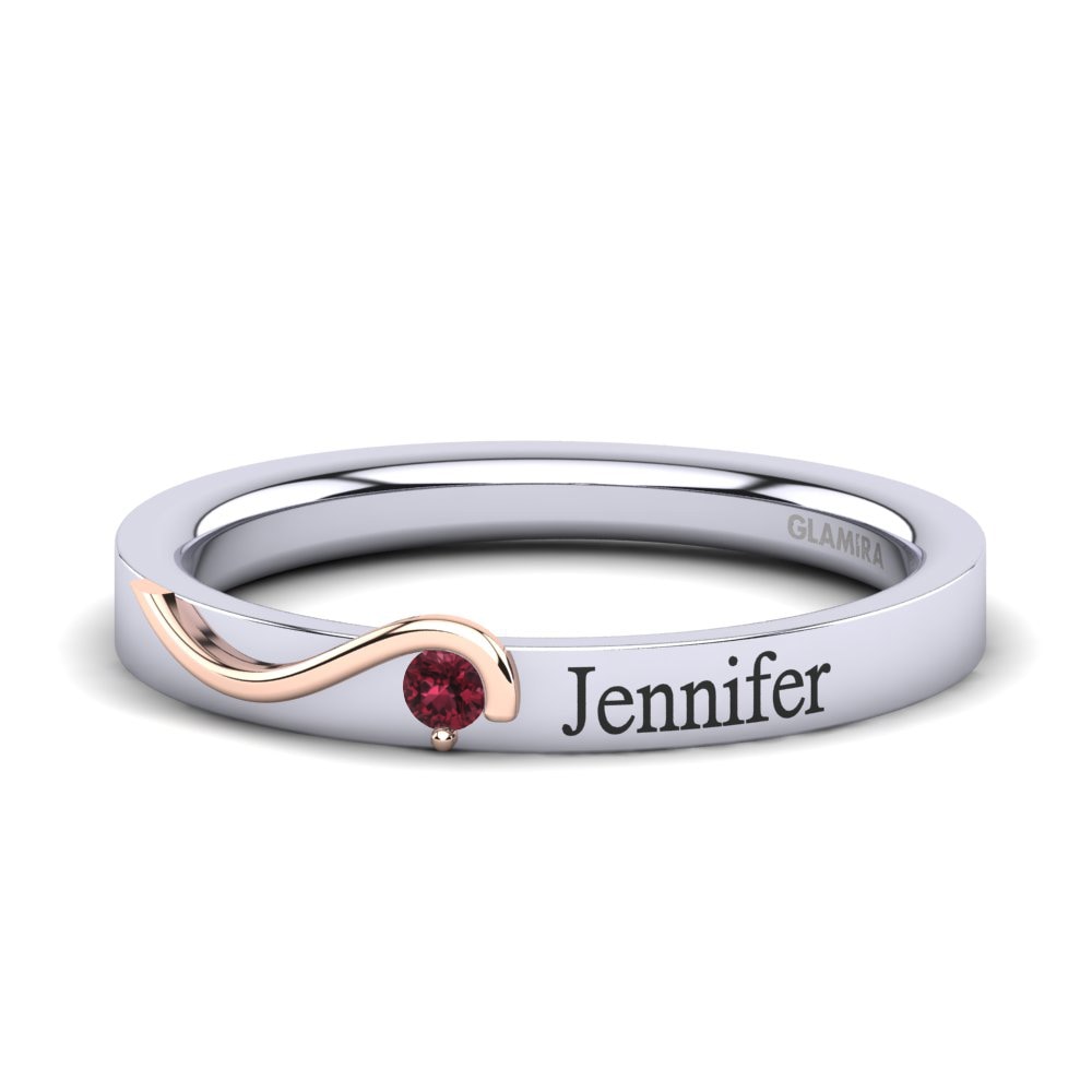 9k Oro Blanco & Rosa Granate Anillo Dietmar