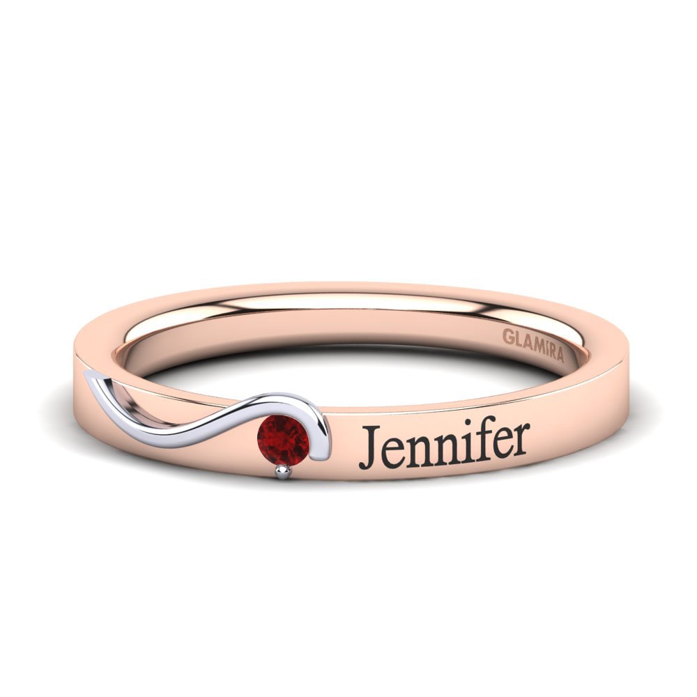 14K Rose & White Gold Red Zirconia Ring Dietmar