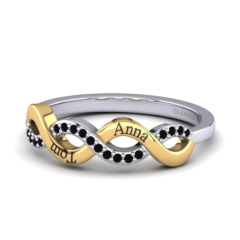 9ct White & Yellow Gold Black Onyx Ring Gerwin
