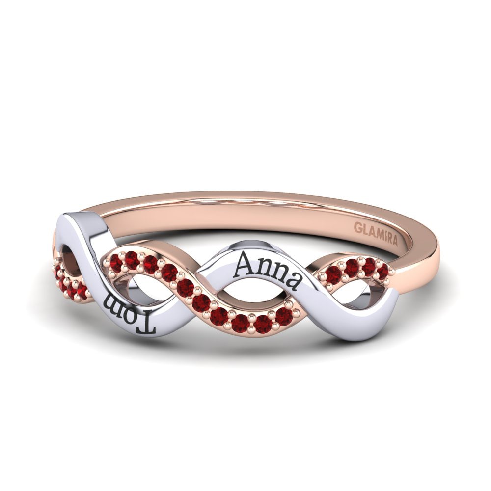 14K Rose & White Gold Red Zirconia Ring Gerwin