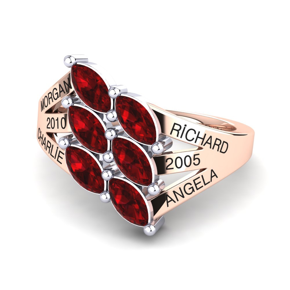 14K Rose & White Gold Red Zirconia Ring Giachetta