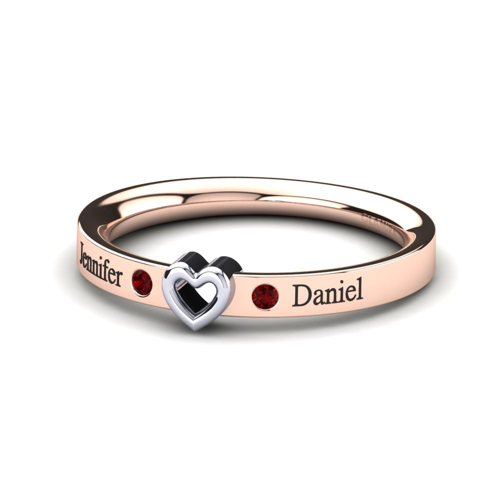 14K Rose & White Gold Red Zirconia Ring Hansika