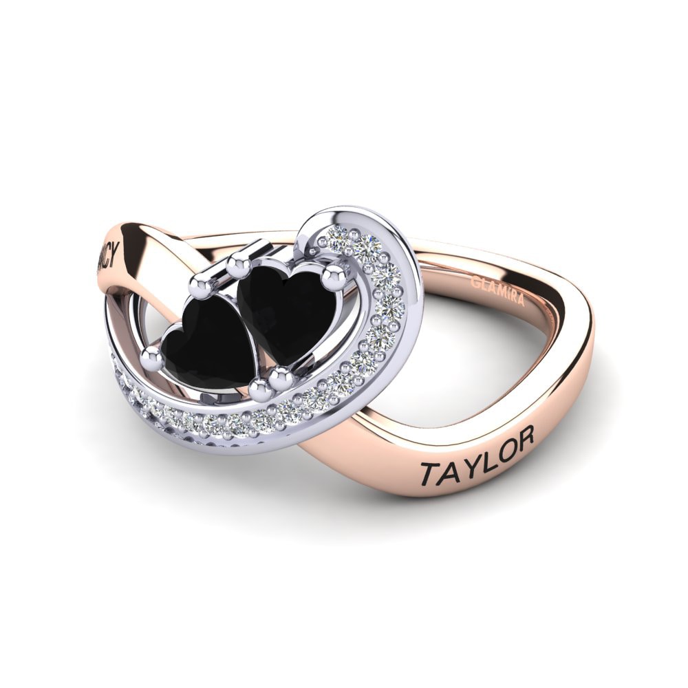 585 Rot & Weissgold Schwarzer Diamant Ringe Isedoria