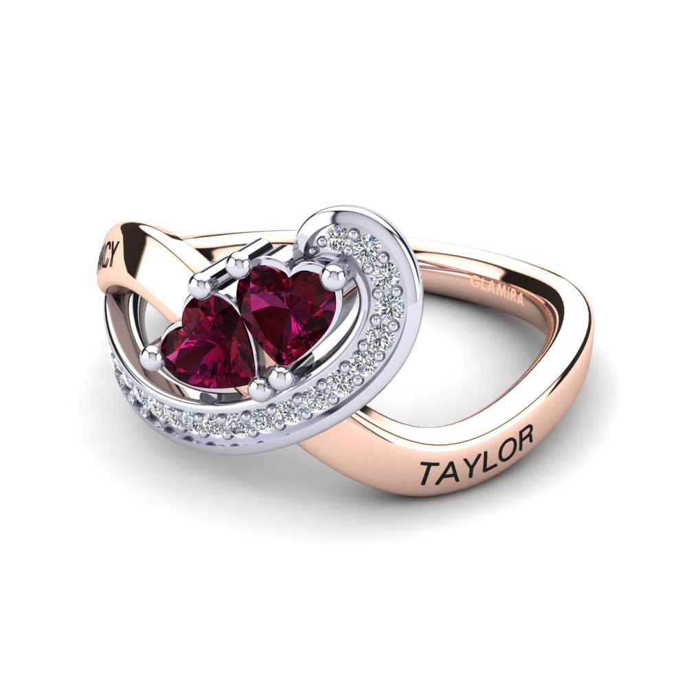 18ct Rose & White Gold Rhodolite Garnet Ring Isedoria