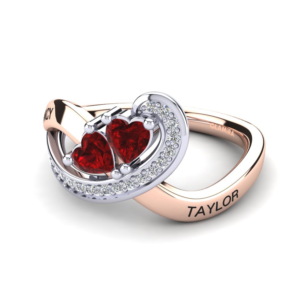 14K Rose & White Gold Red Zirconia Ring Isedoria
