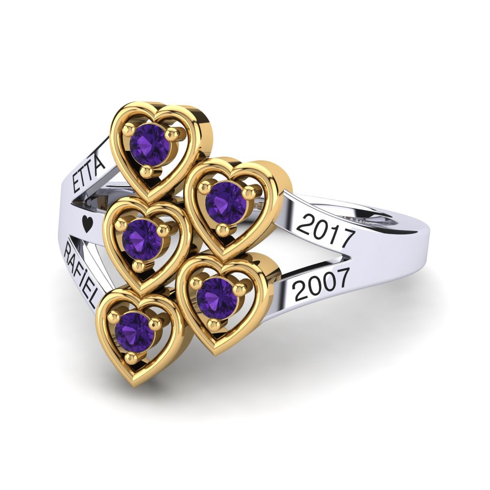 Weiss & Gelbgold 585 Amethyst Ringe Jabilio