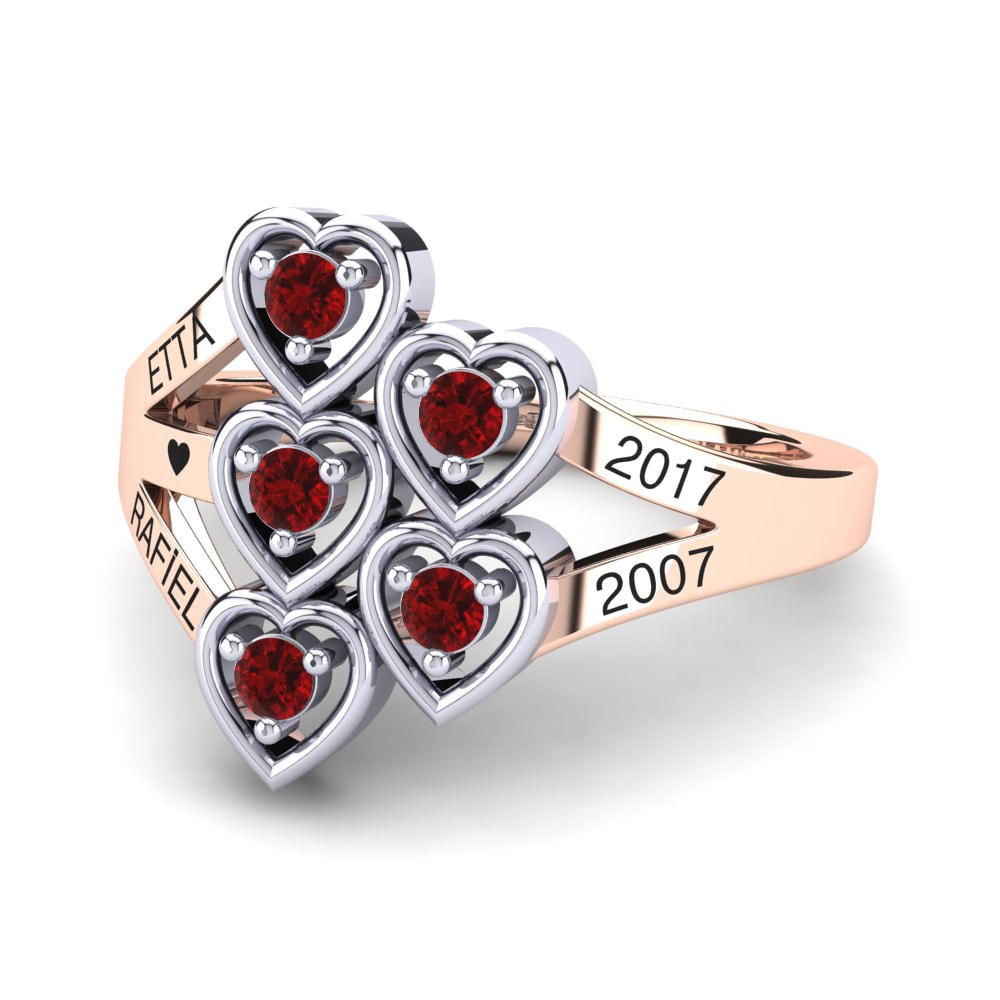 14K Rose & White Gold Red Zirconia Ring Jabilio