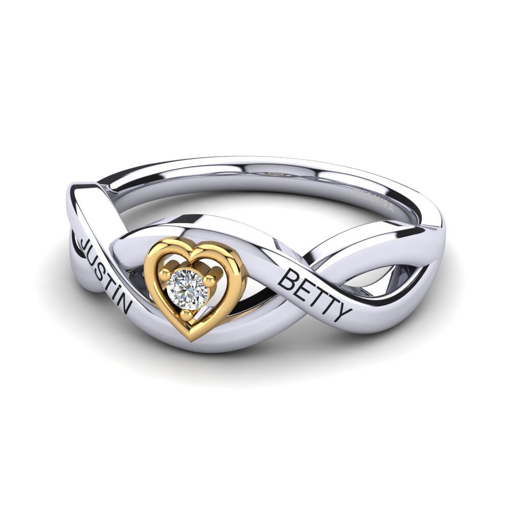 14ct White & Yellow Gold White sapphire Ring Jacenty