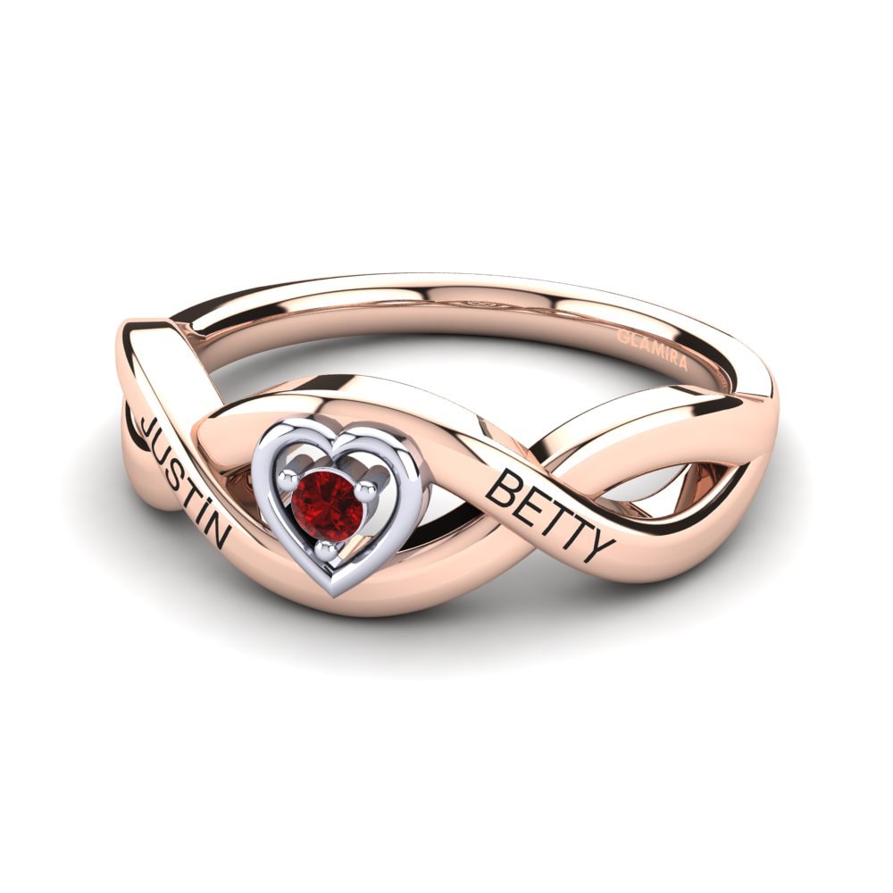 14K Rose & White Gold Red Zirconia Ring Jacenty