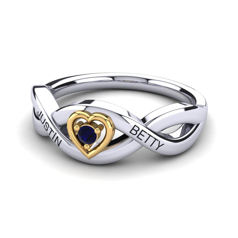 14ct White & Yellow Gold Dark Blue Zirconia Ring Jacenty
