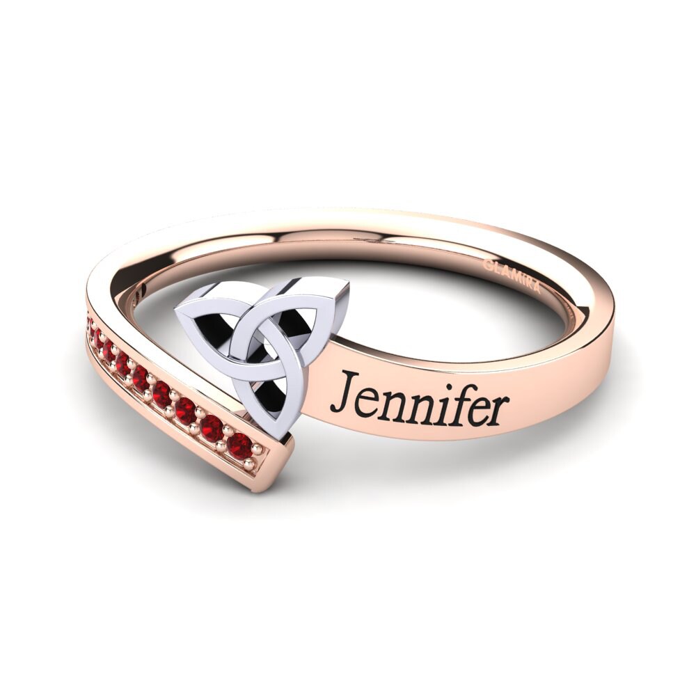 14K Rose & White Gold Red Zirconia Ring Janthina