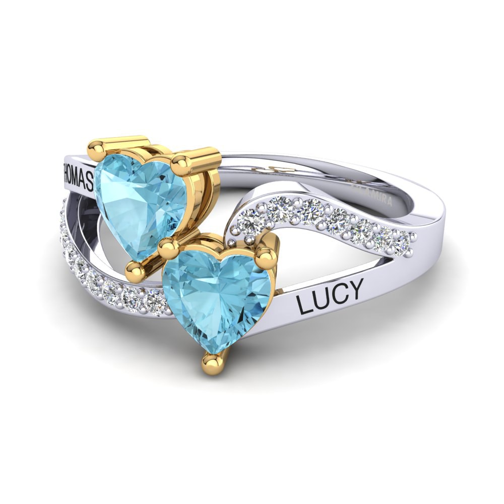 14ct White & Yellow Gold Aquamarine Ring Jaume