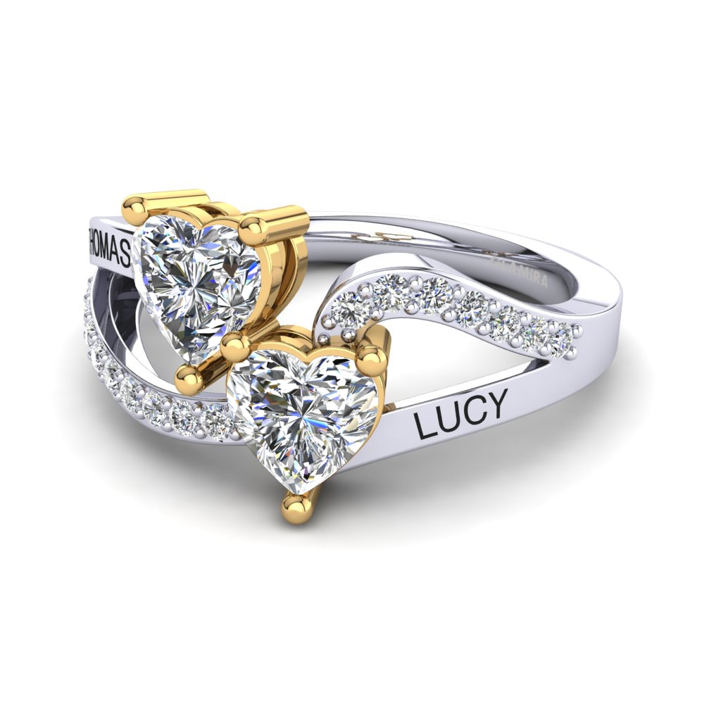 14ct White & Yellow Gold White sapphire Ring Jaume
