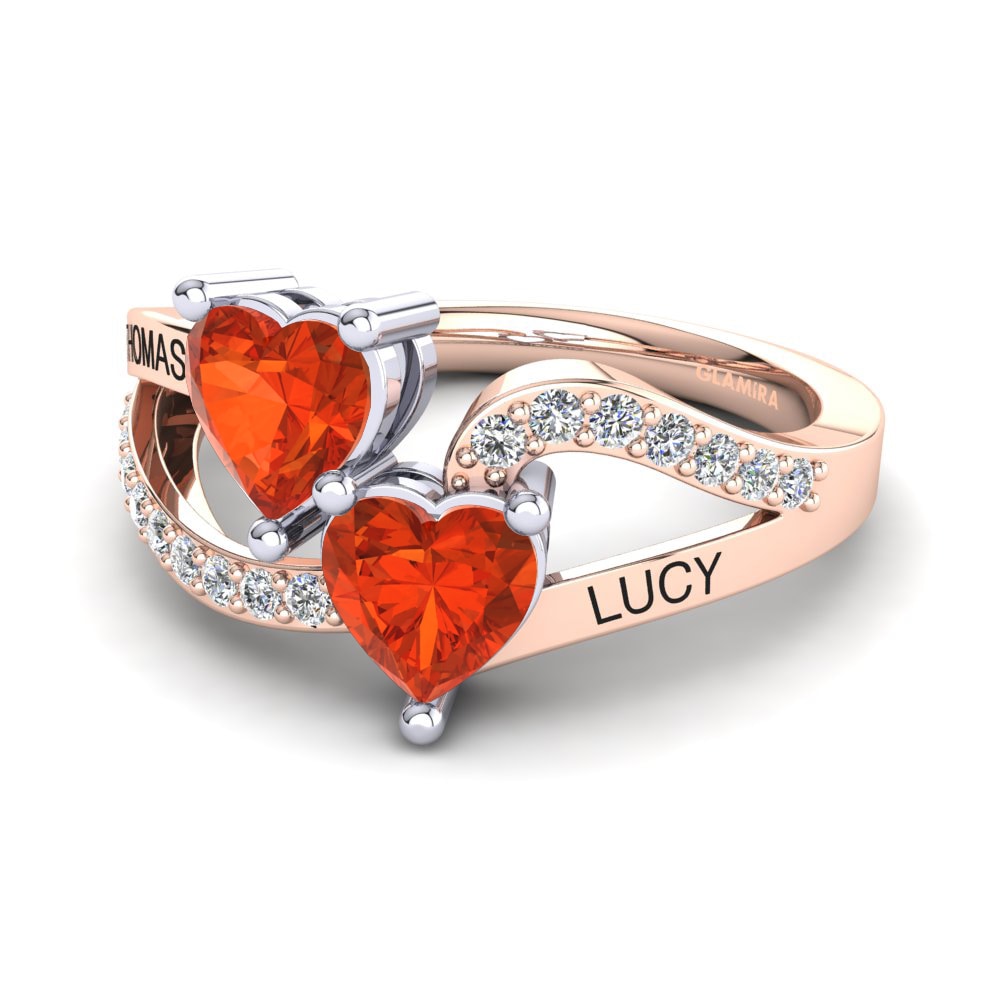 14ct Rose & White Gold Fire Opal Ring Jaume