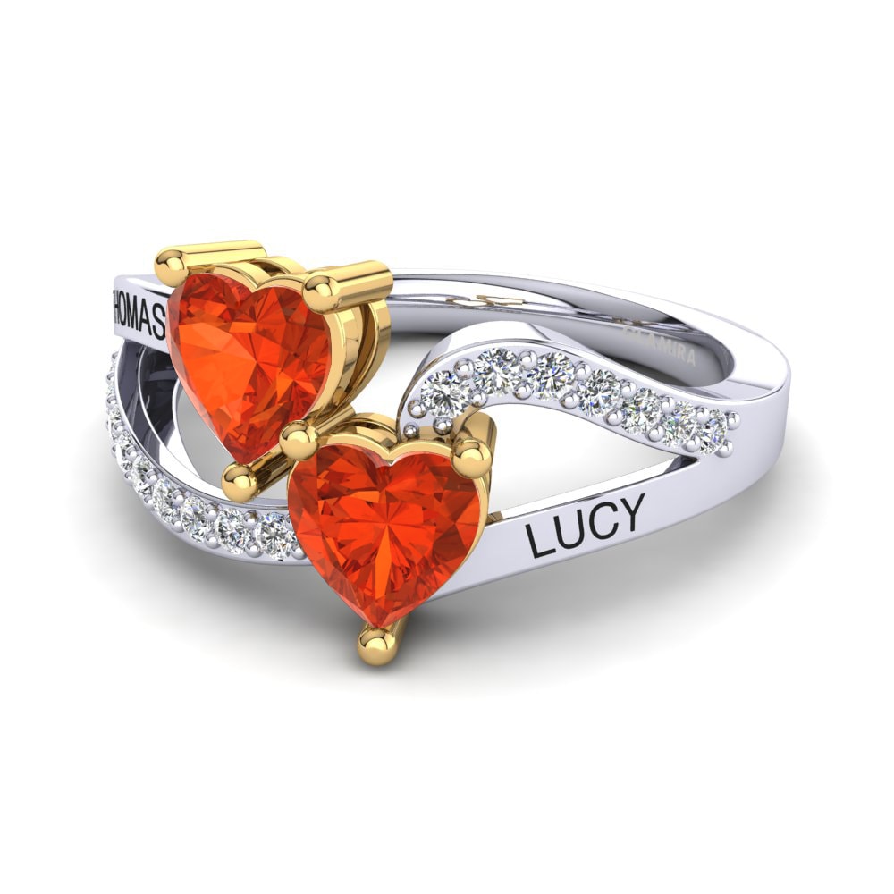 9ct White & Yellow Gold Fire Opal Ring Jaume