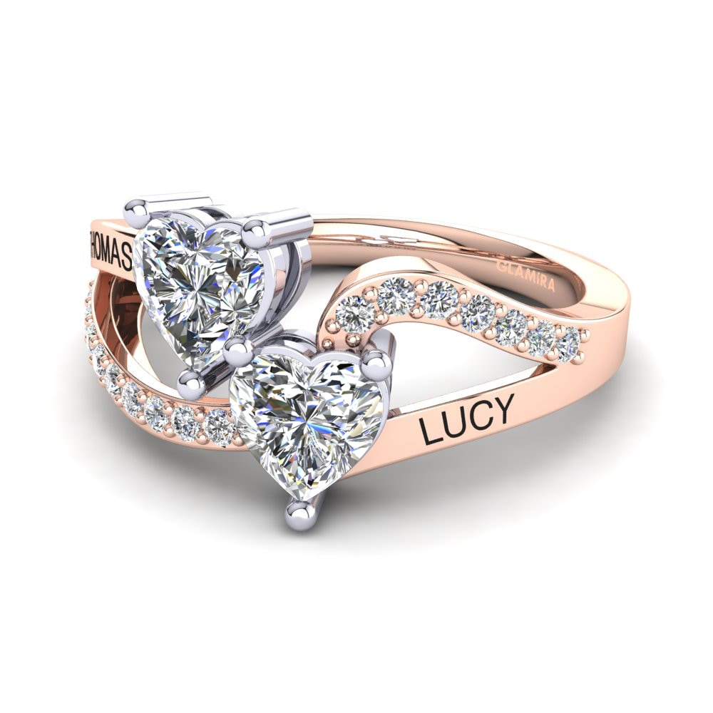 585 Rot & Weissgold Labor-gezüchteter Diamant Ringe Jaume