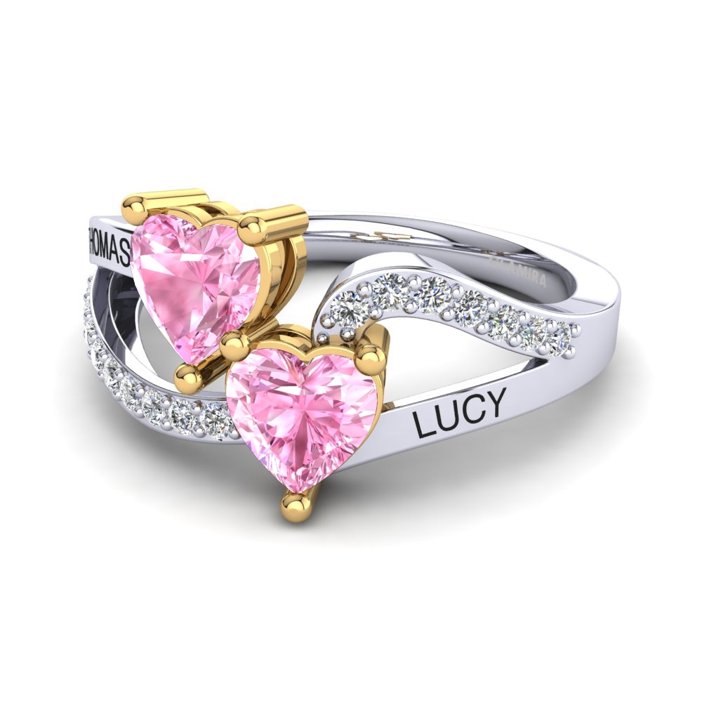 18ct White & Yellow Gold Pink Sapphire Ring Jaume