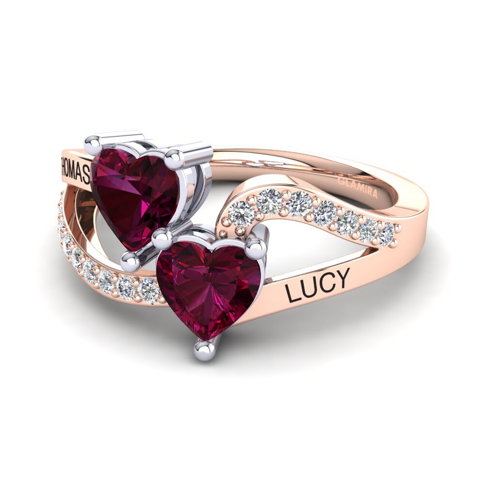 18ct Rose & White Gold Rhodolite Garnet Ring Jaume