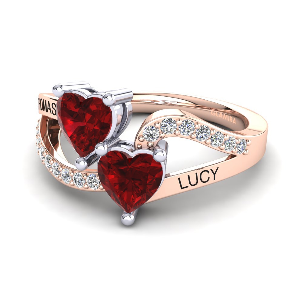 14K Rose & White Gold Red Zirconia Ring Jaume