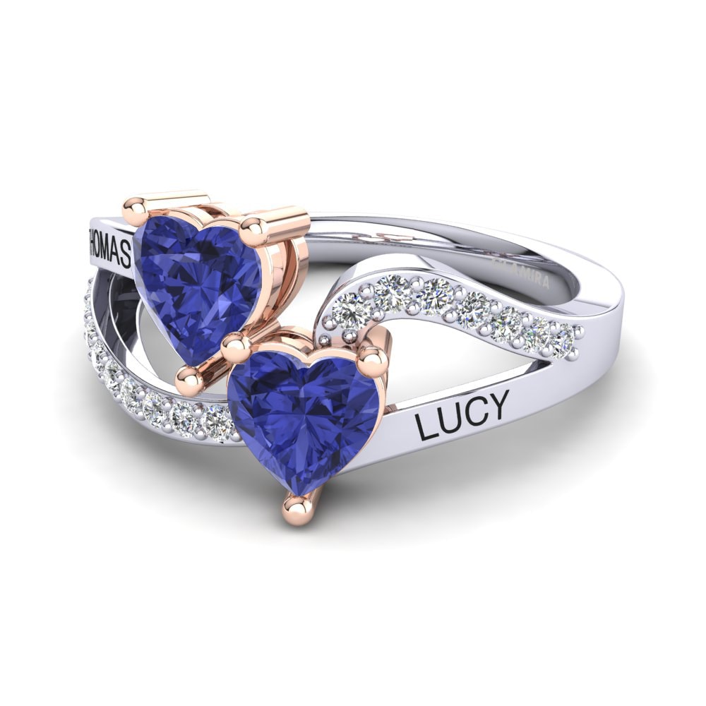 14ct White & Rose Gold Tanzanite Ring Jaume