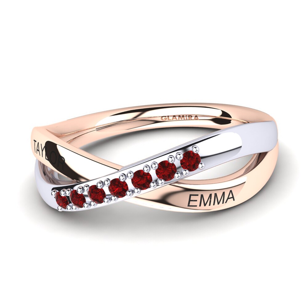 14K Rose & White Gold Red Zirconia Ring Jesasia