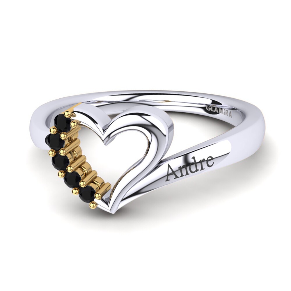 9ct White & Yellow Gold Black Onyx Ring Jobina