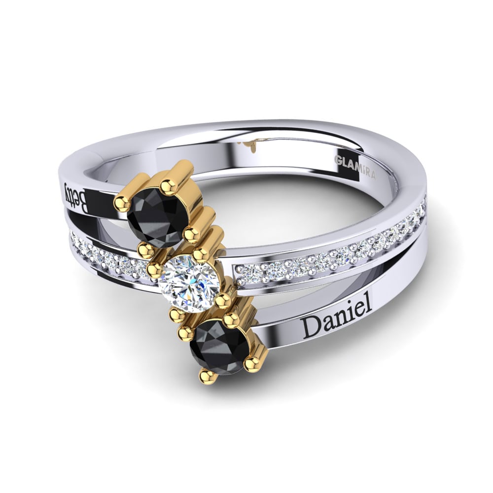 9ct White & Yellow Gold Black Onyx Ring Josanne