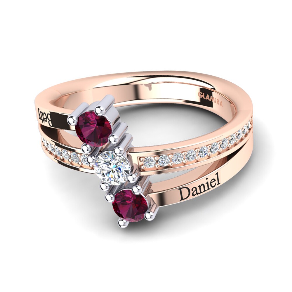 18ct Rose & White Gold Rhodolite Garnet Ring Josanne